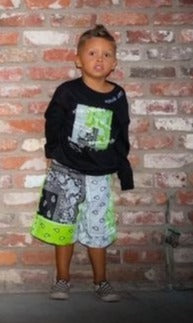 1/1 Exclusive Neon Patchwork Shorts, Kids