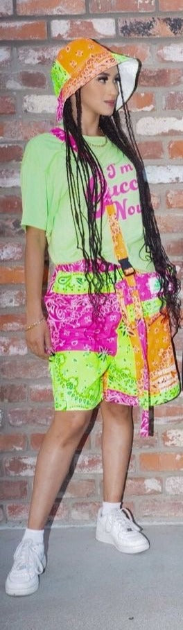 1/1 Exclusive Neon Patchwork Shorts Unisex