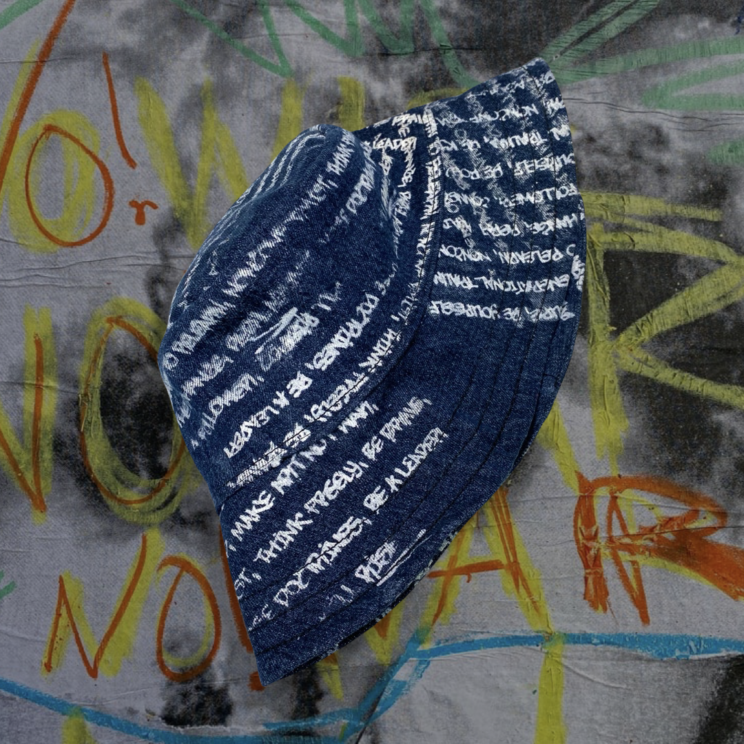 Writings, Indigo Denim, Bucket Hat