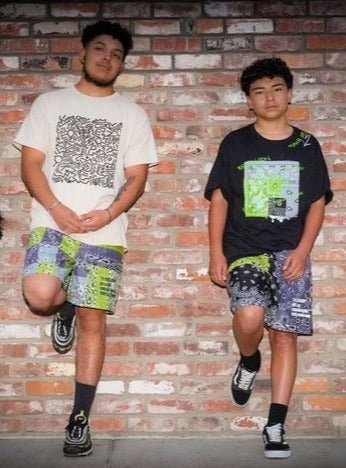 1/1 Patchwork Shorts, Black/Green