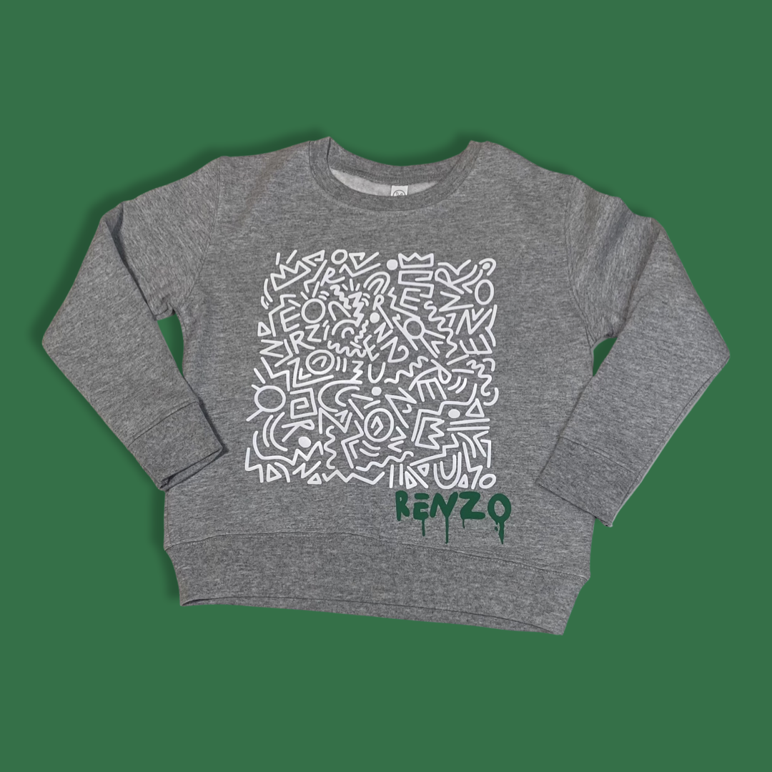 The Renzo Collective, Black/Grey, Toddler Crewneck Sweater