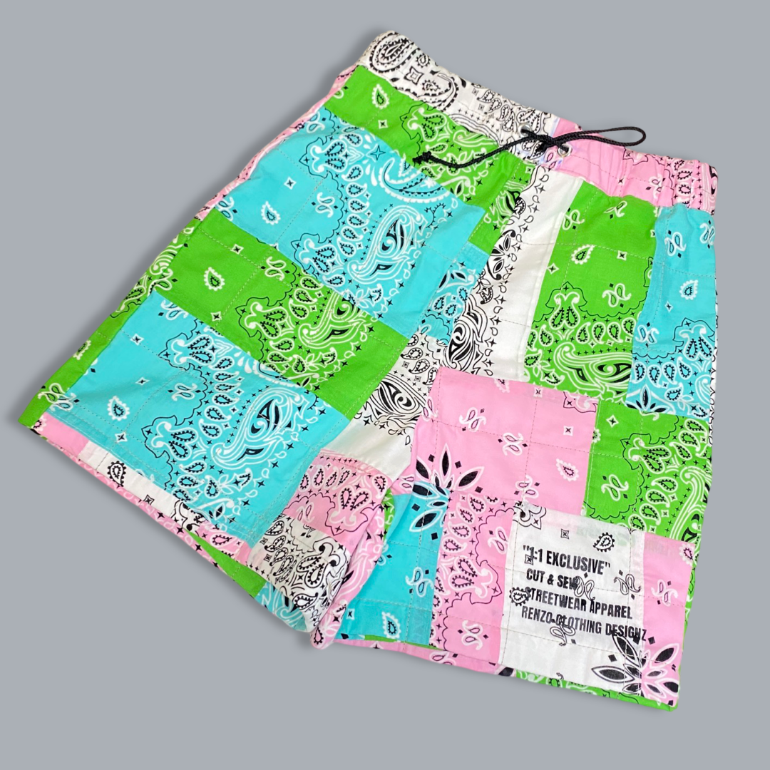 1/1 Exclusive Neon Patchwork Shorts Unisex