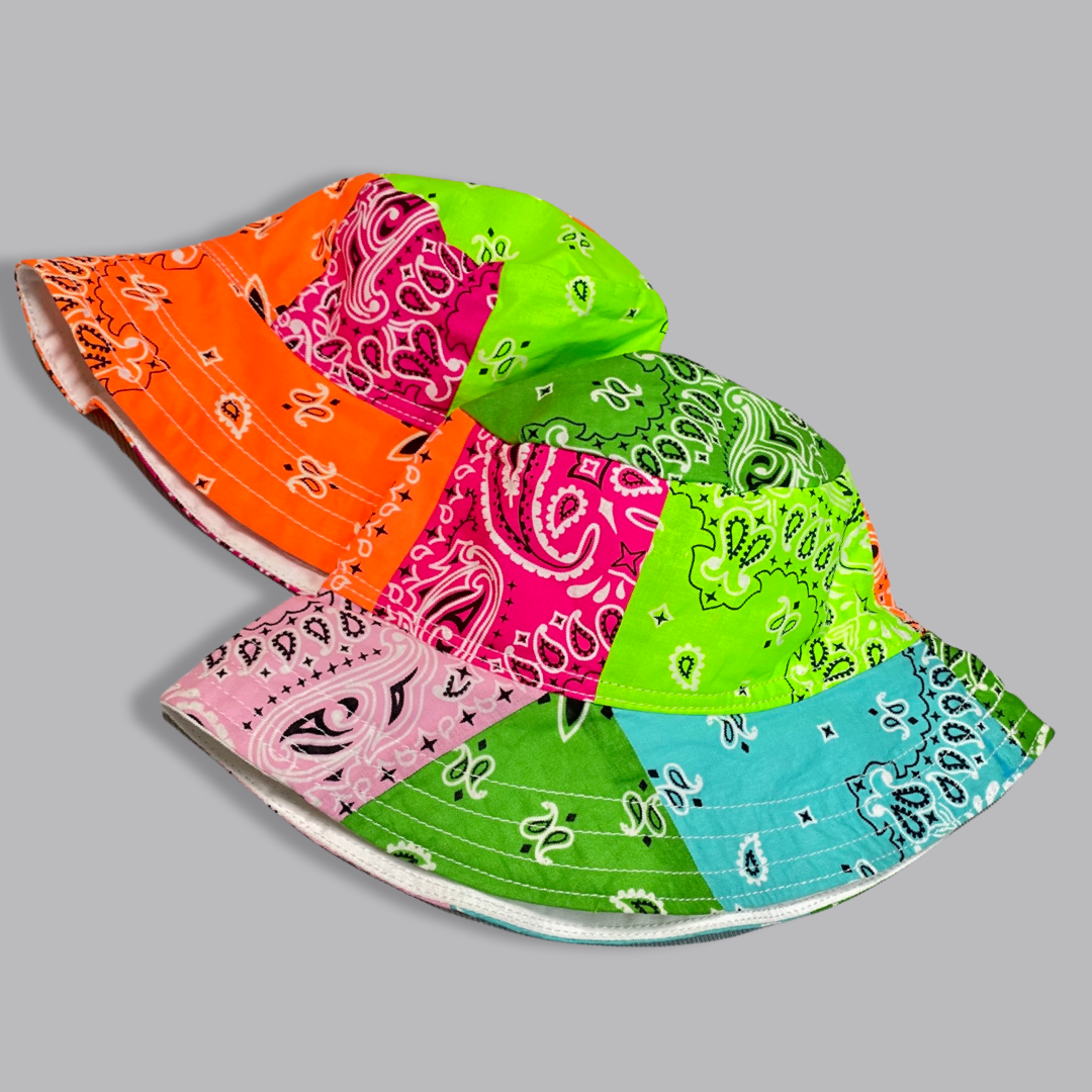 1/1 Neon Paisley Patchwork, Bucket Hat