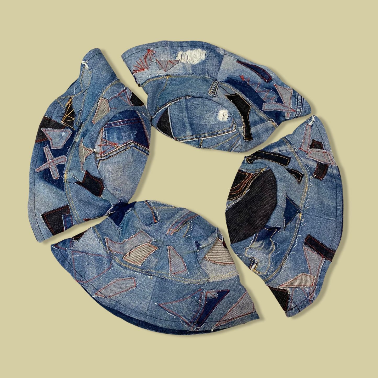 Upcycled Patchwork, Denim Bucket Hat