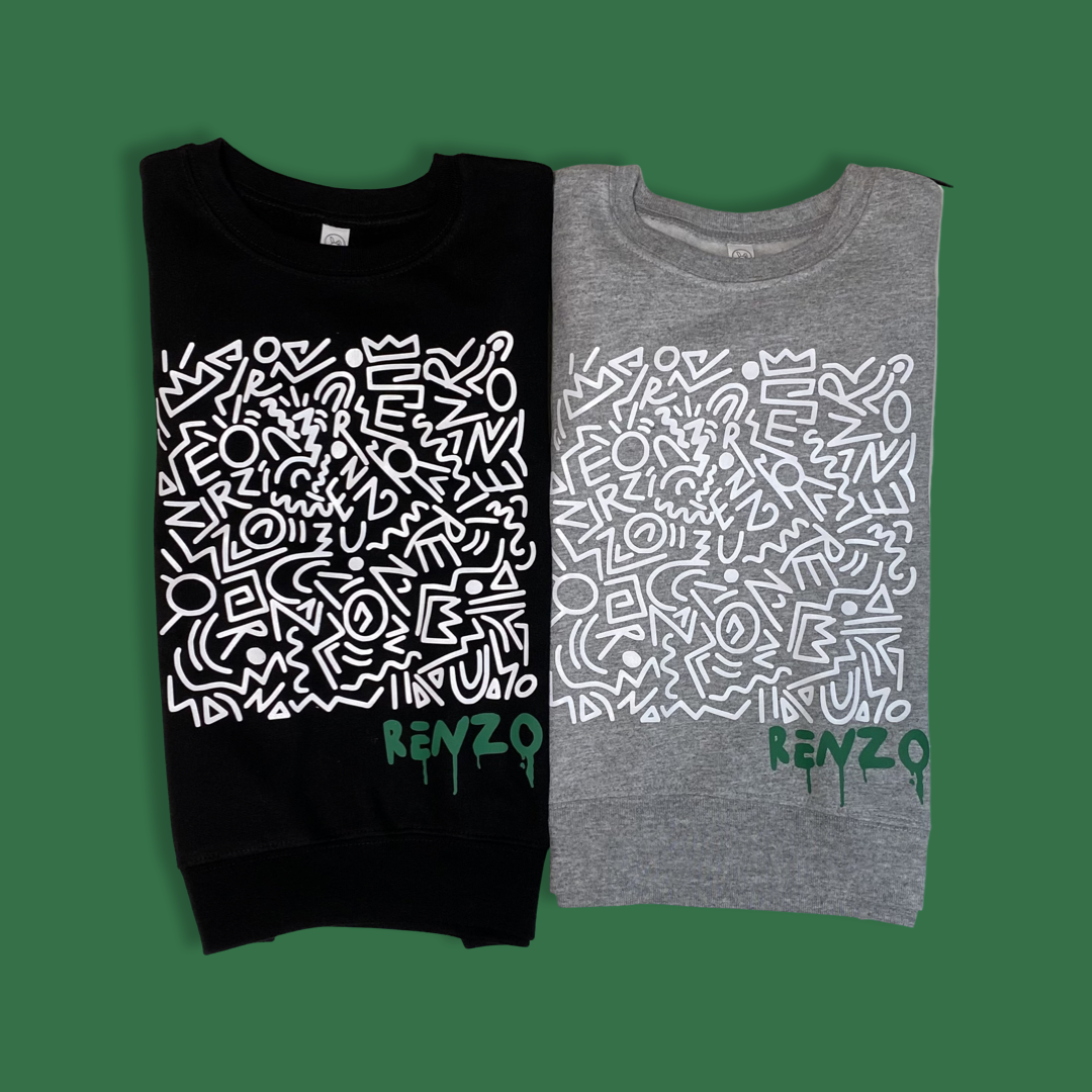 The Renzo Collective, Black/Grey, Toddler Crewneck Sweater