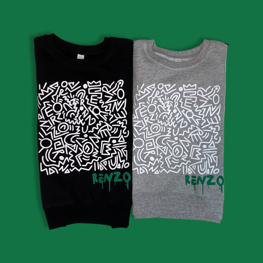 The Renzo Collective, Black/Grey, Toddler Crewneck Sweater