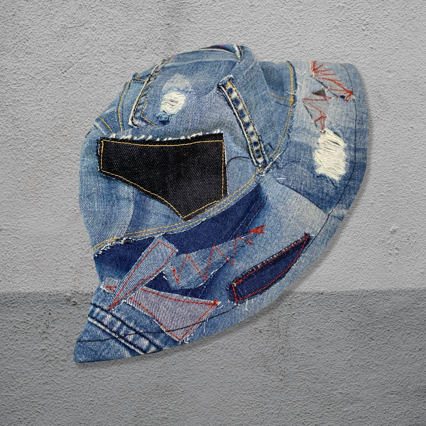 Upcycled Patchwork, Denim Bucket Hat