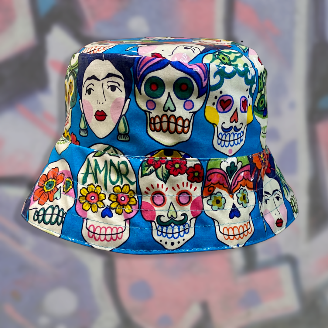 Frida Kahlo Sugar Skulls Polyurethane Laminate Bucket hat
