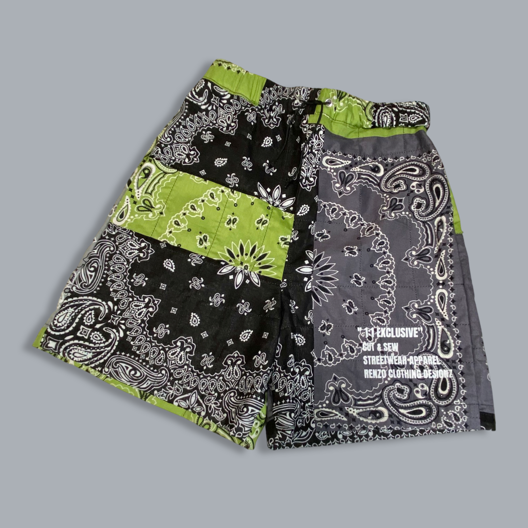 1/1 Patchwork Shorts, Black/Green