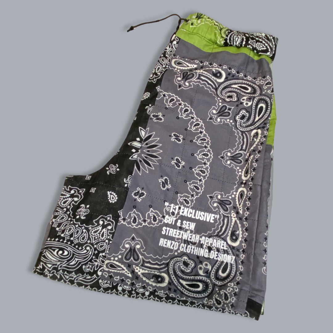 1/1 Patchwork Shorts, Black/Green