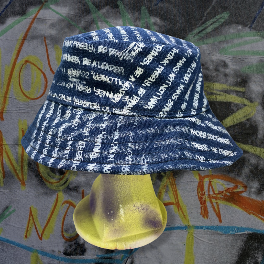 Writings, Indigo Denim, Bucket Hat