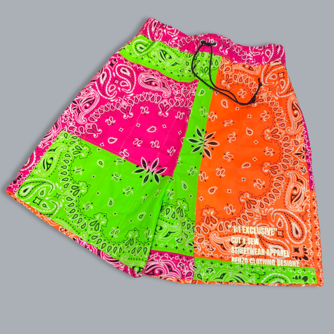 1/1 Exclusive Neon Patchwork Shorts Unisex